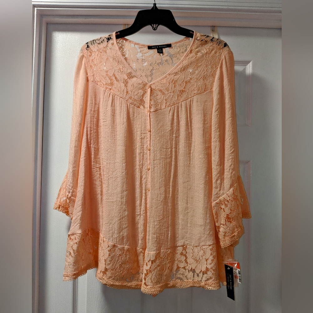 Ladies large semi-sheer peach blouse